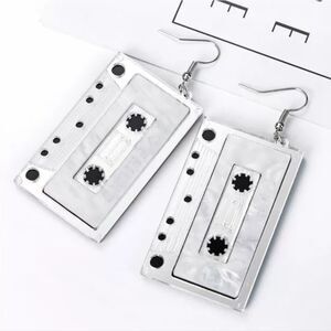 NWOT Mirrored Casette Tape Earrinngs - Silver